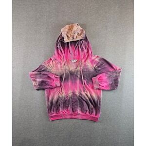 Hard Tail Forever Hoodie Womens M Pink Purple Tie Dye V-Neck TRI-16 USA Made